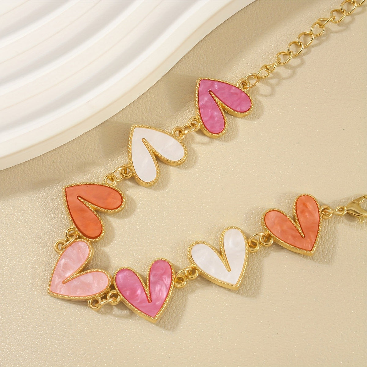 Mother-of-Pearl Heart Link Bracelet