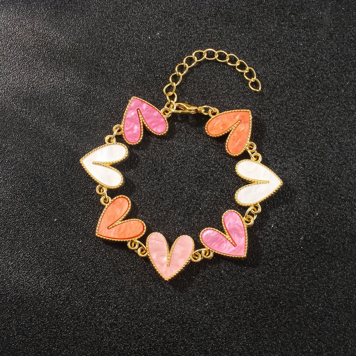 Mother-of-Pearl Heart Link Bracelet