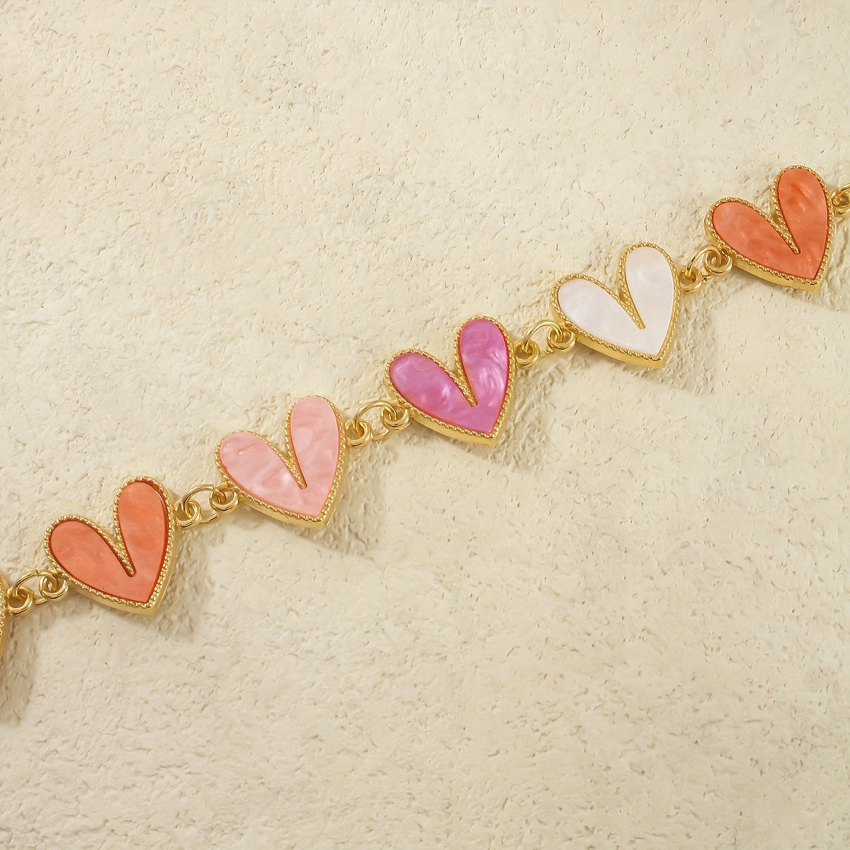 Mother-of-Pearl Heart Link Bracelet