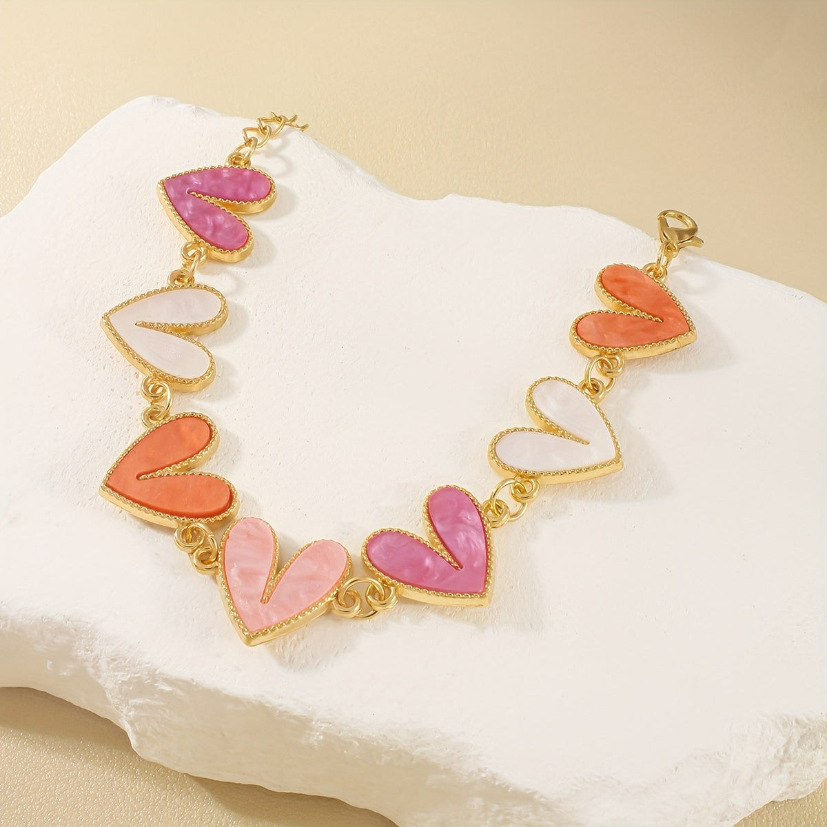 Mother-of-Pearl Heart Link Bracelet