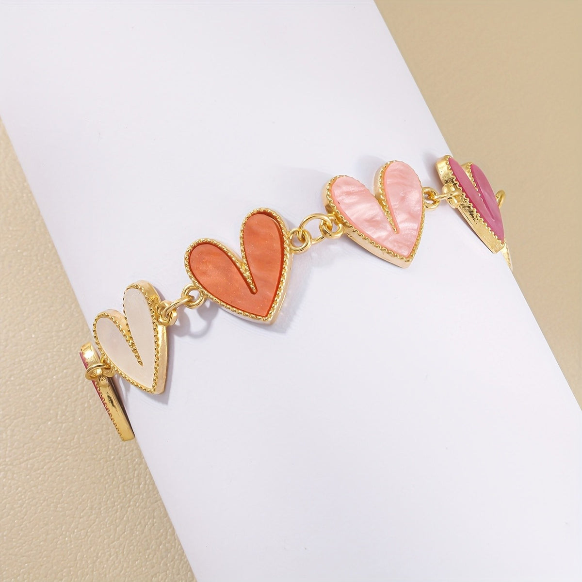 Mother-of-Pearl Heart Link Bracelet