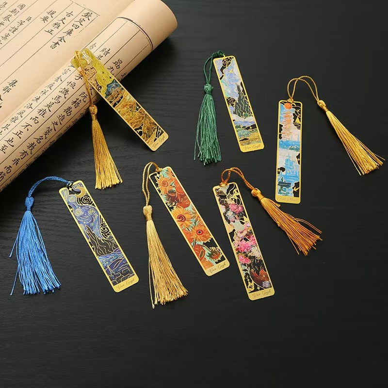 Painted Floral Tassel Bookmark Set