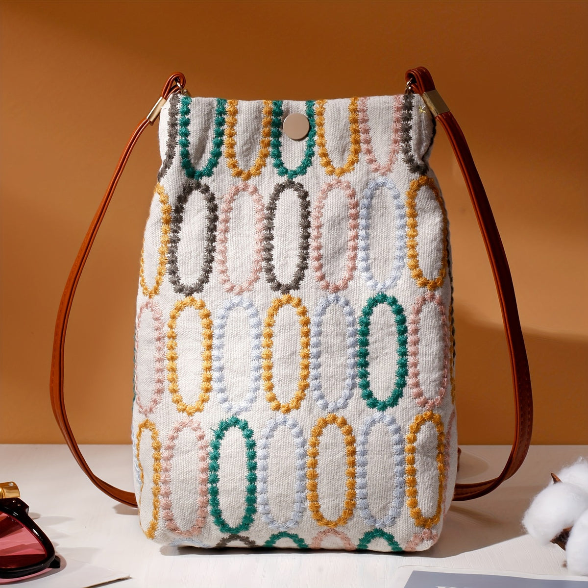 Embroidered Pattern Crossbody Bag