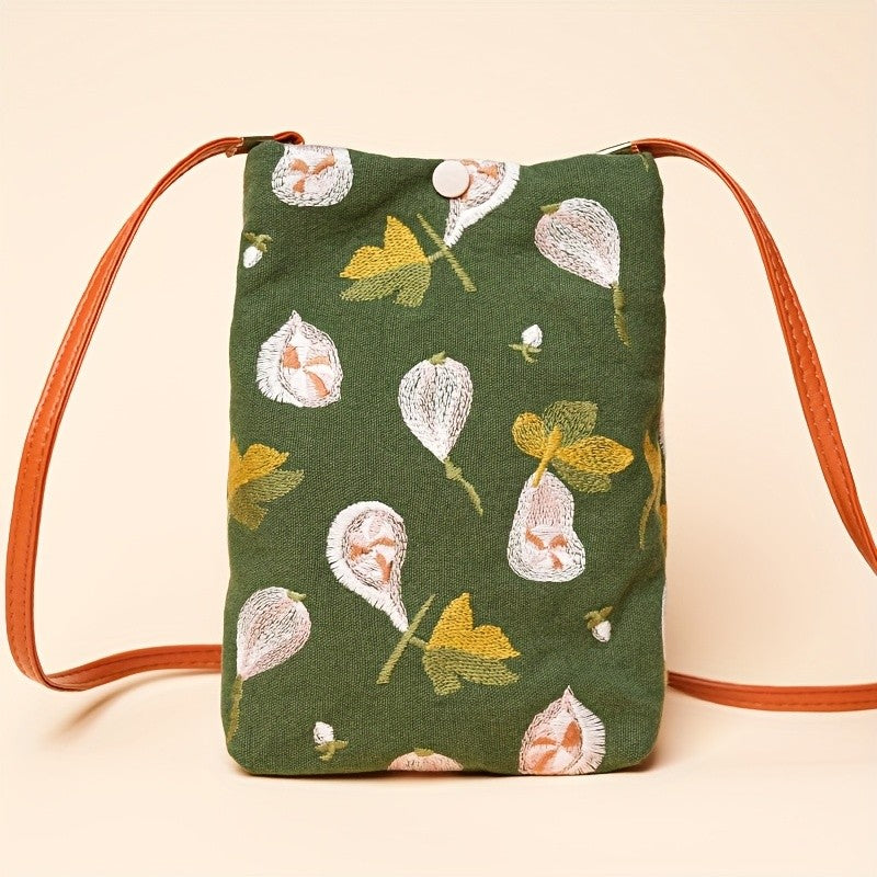 Embroidered Pattern Crossbody Bag