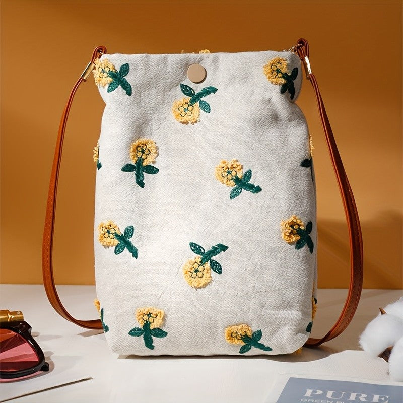 Embroidered Pattern Crossbody Bag