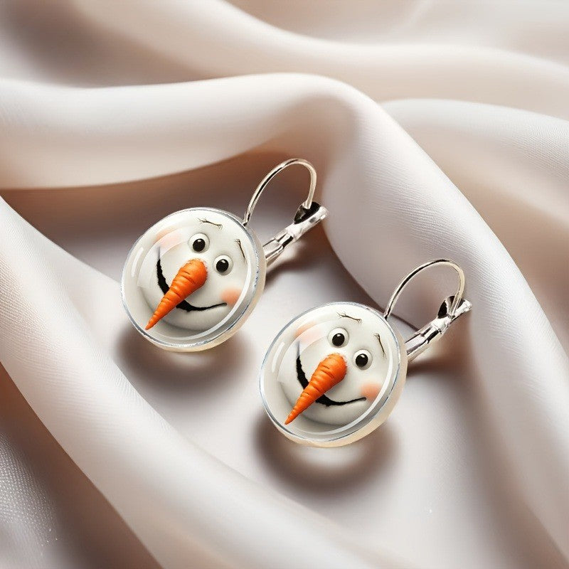 Snowman Face Hoop Earrings