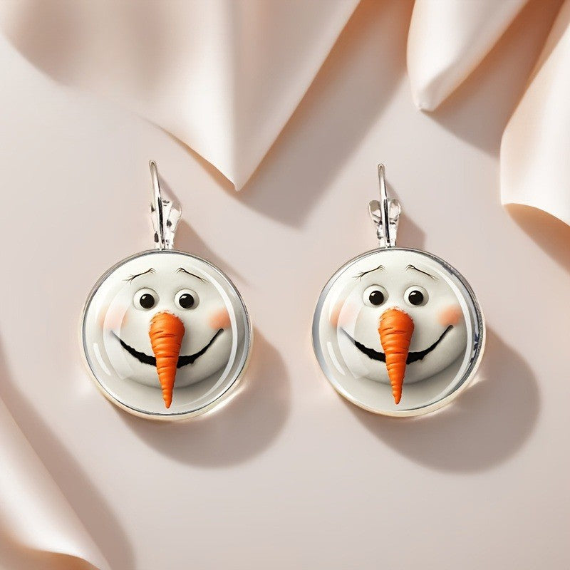 Snowman Face Hoop Earrings