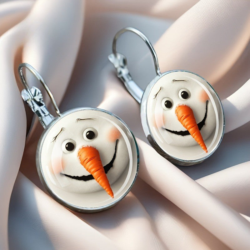 Snowman Face Hoop Earrings
