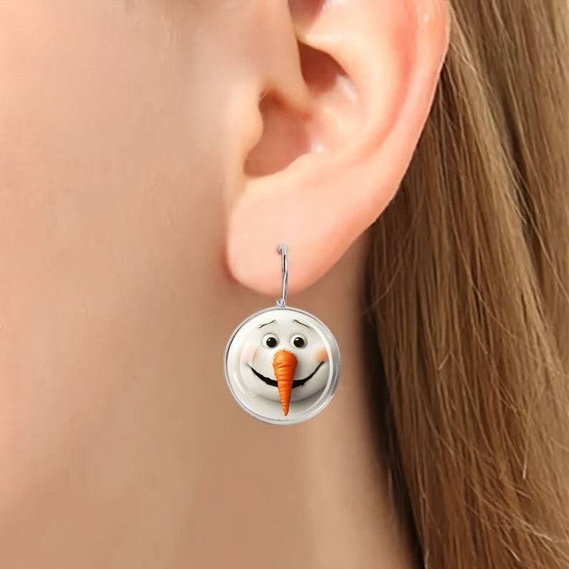 Snowman Face Hoop Earrings