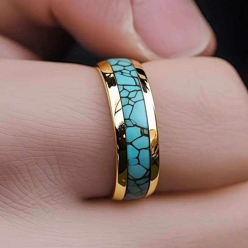 Blue Mosaic Inlay Ring