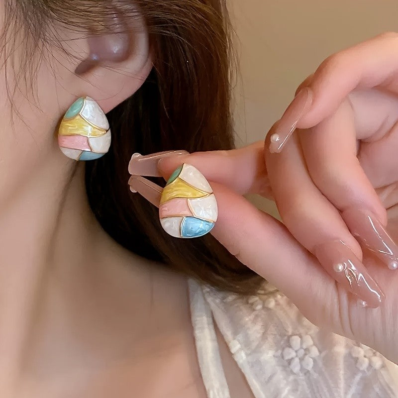 Colorful Mosaic Teardrop Earrings