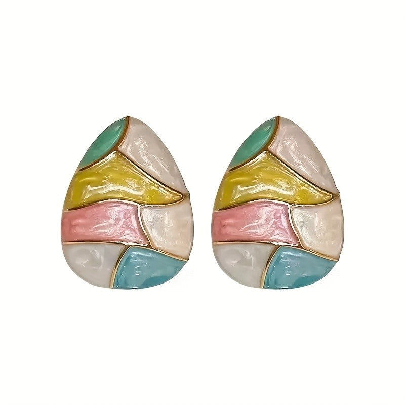 Colorful Mosaic Teardrop Earrings