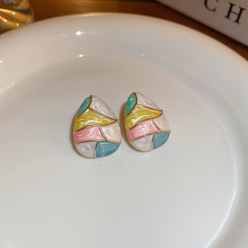 Colorful Mosaic Teardrop Earrings