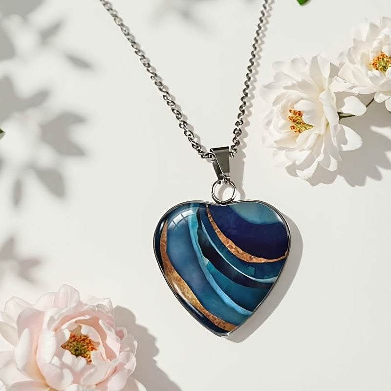 Colorful Glass Heart Necklace