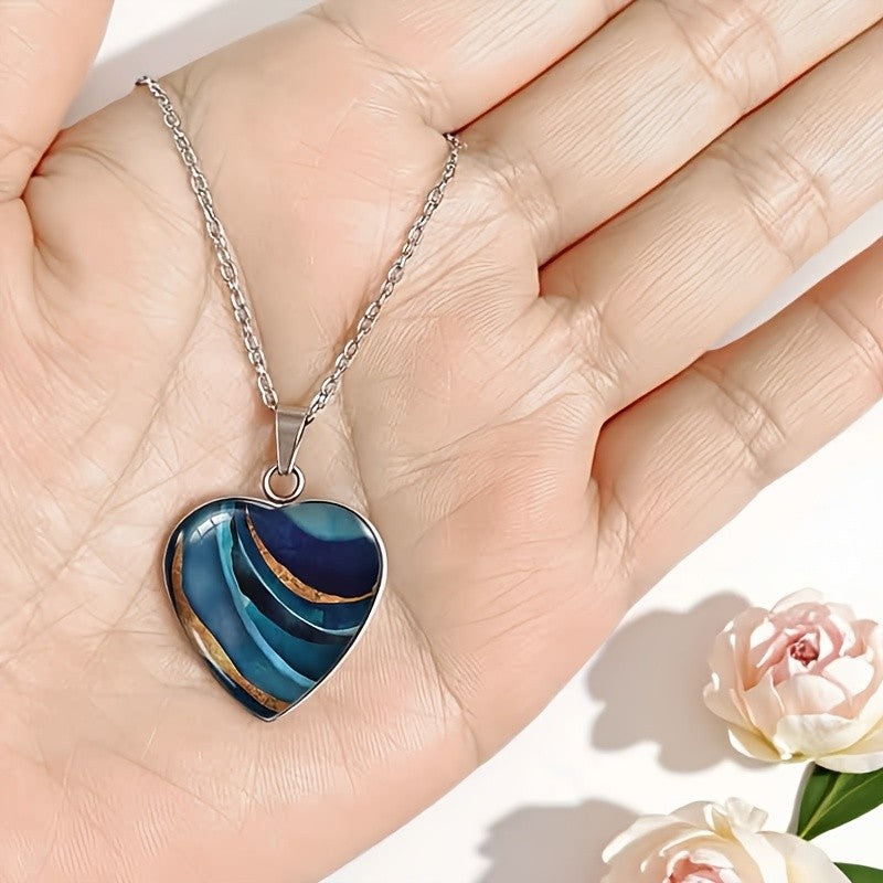 Colorful Glass Heart Necklace