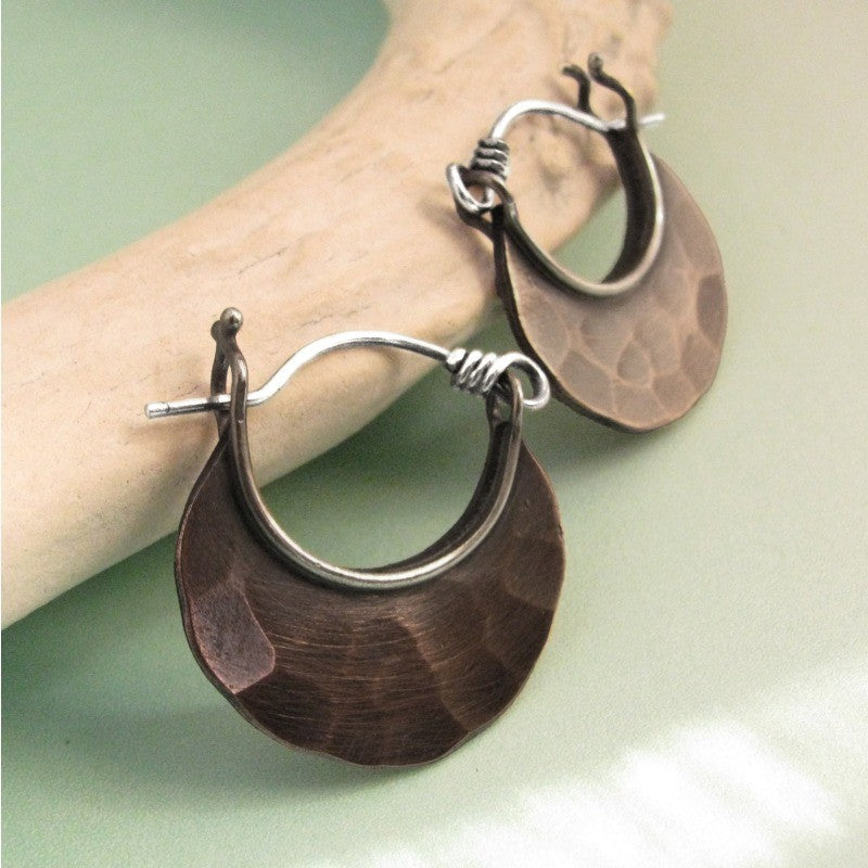 Hammered Bronze Semi-Circle Earrings
