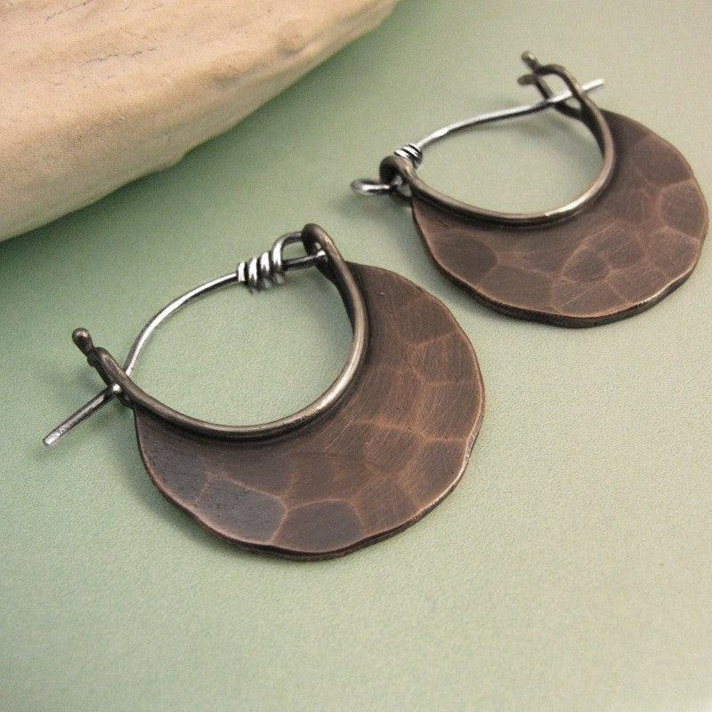 Hammered Bronze Semi-Circle Earrings