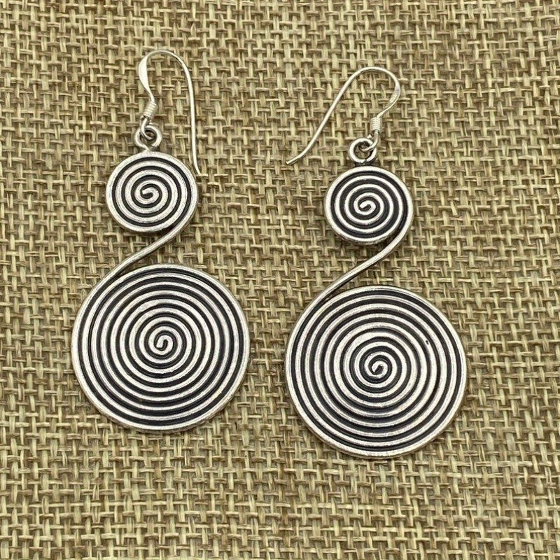 Double Spiral Dangle Earrings