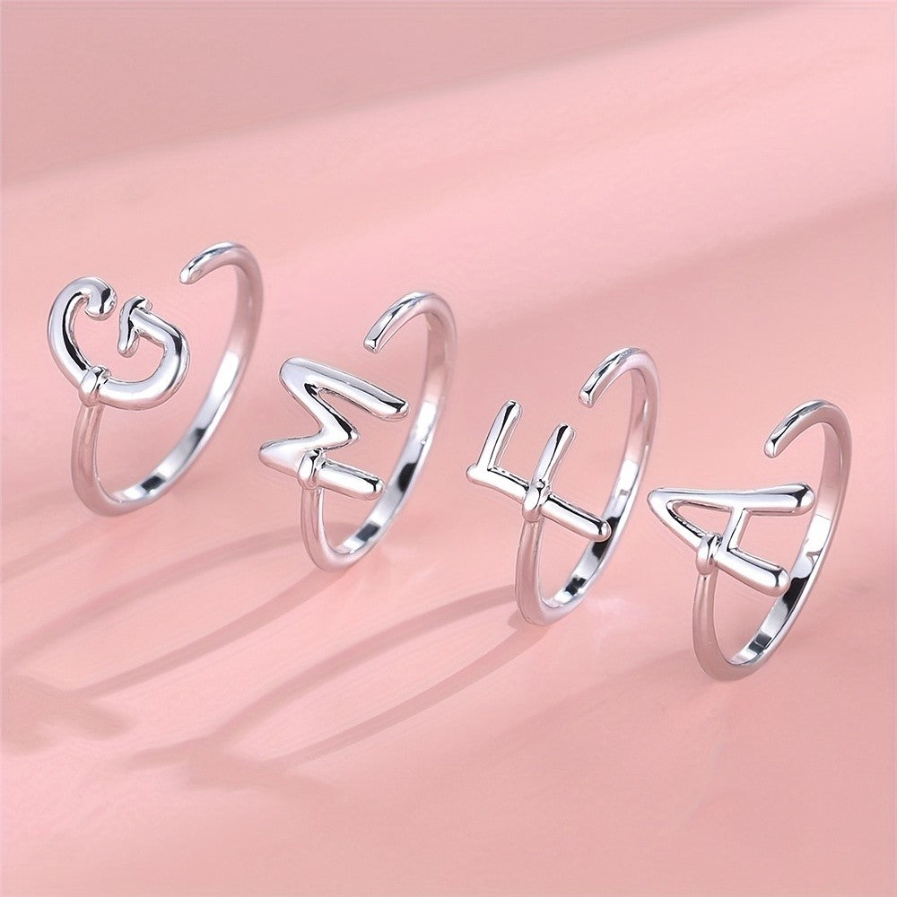 Adjustable Letter A Cuff Ring