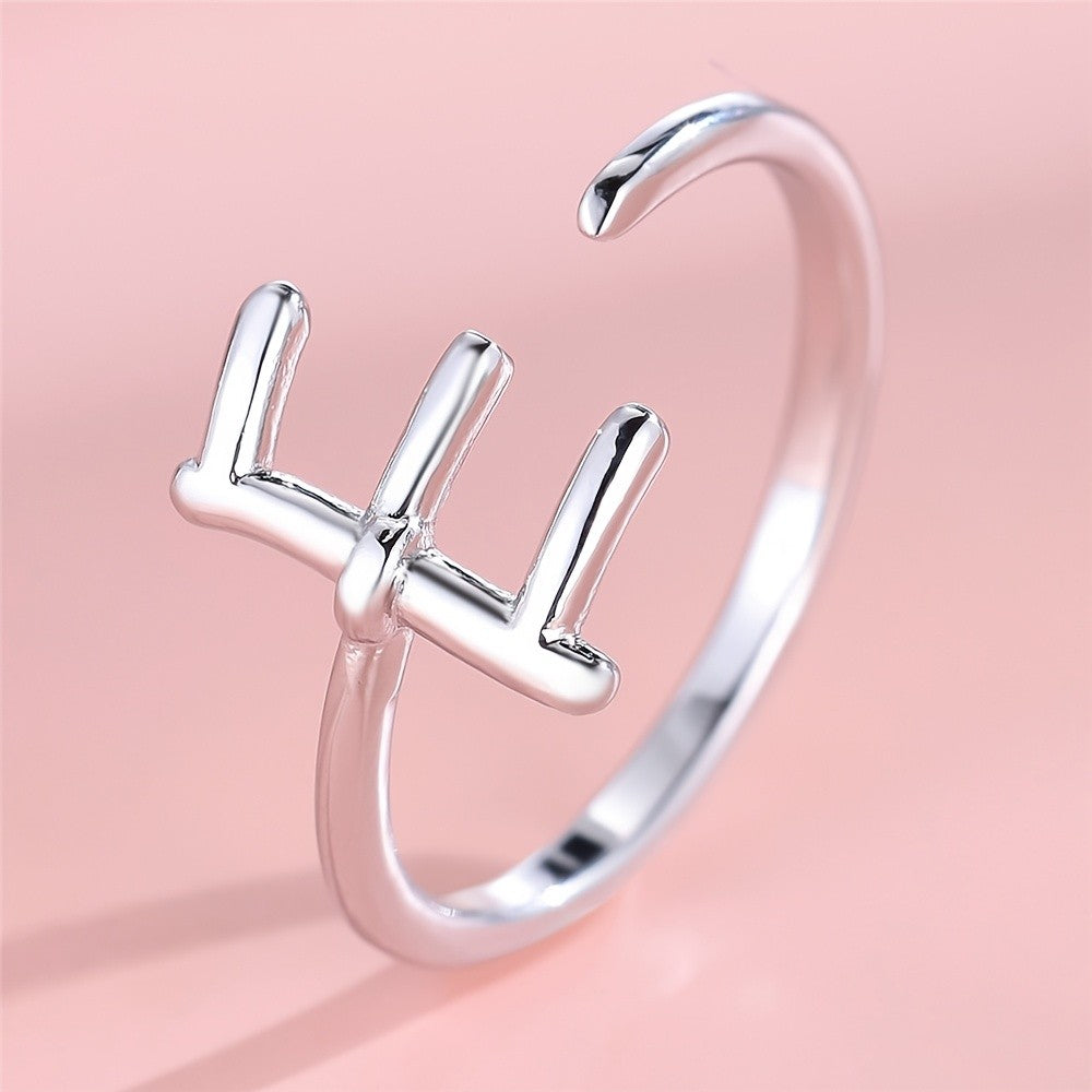 Adjustable Letter A Cuff Ring