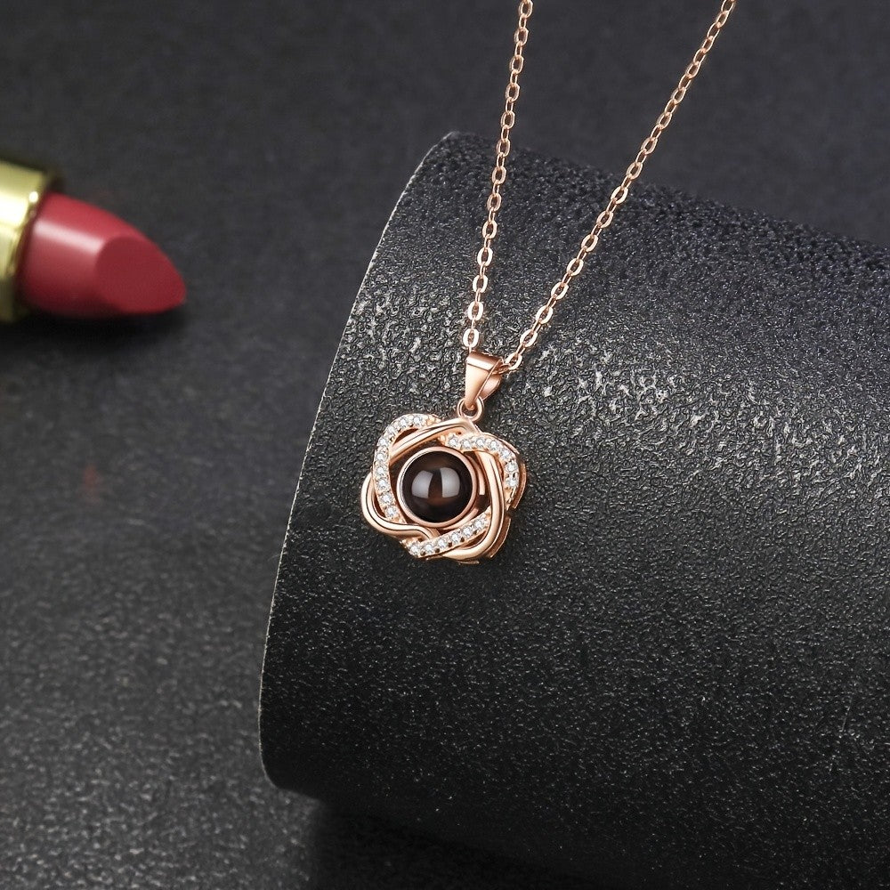 Zircon Rose Projection Necklace