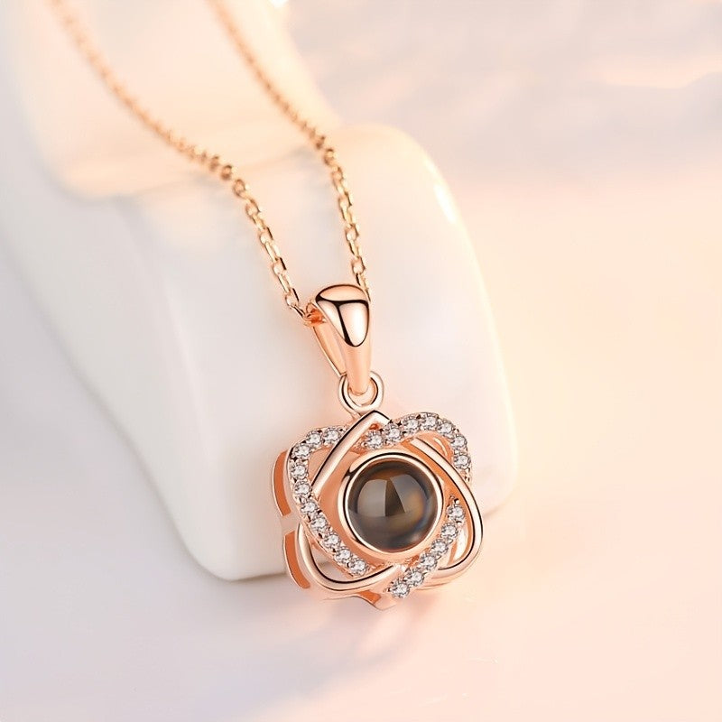 Zircon Rose Projection Necklace