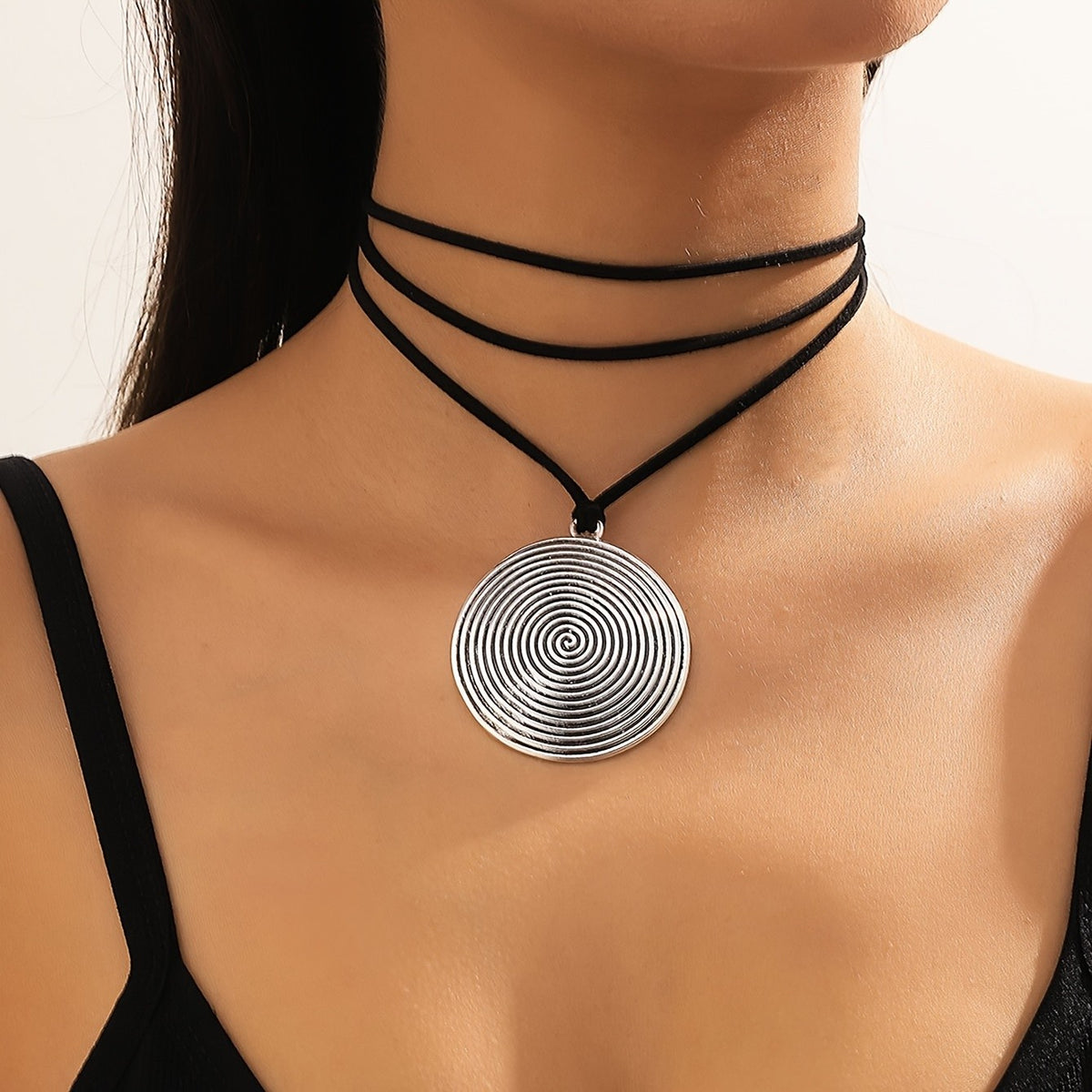 Concentric Circle Wrap Choker Necklace