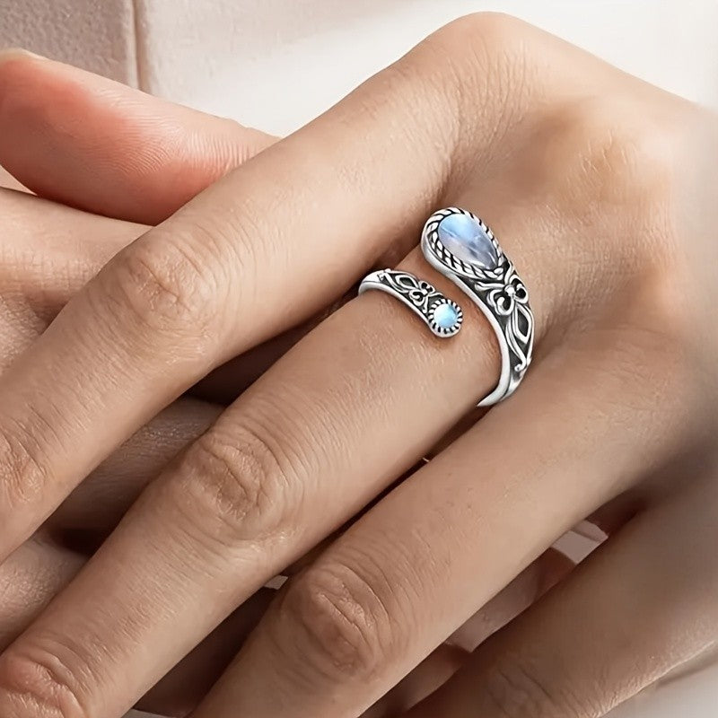 Ornate Moonstone Vine Ring