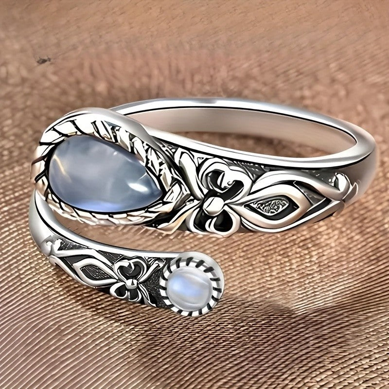 Ornate Moonstone Vine Ring