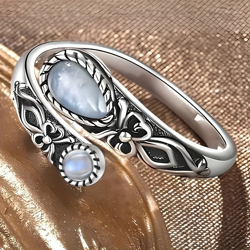 Ornate Moonstone Vine Ring