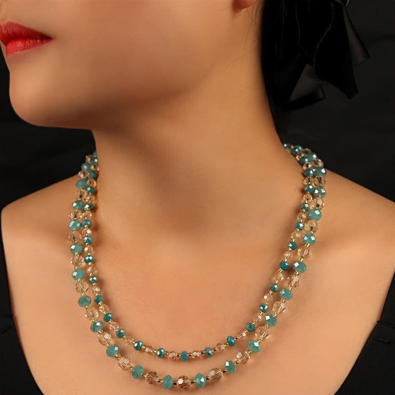 Teal Glass Bead Necklace