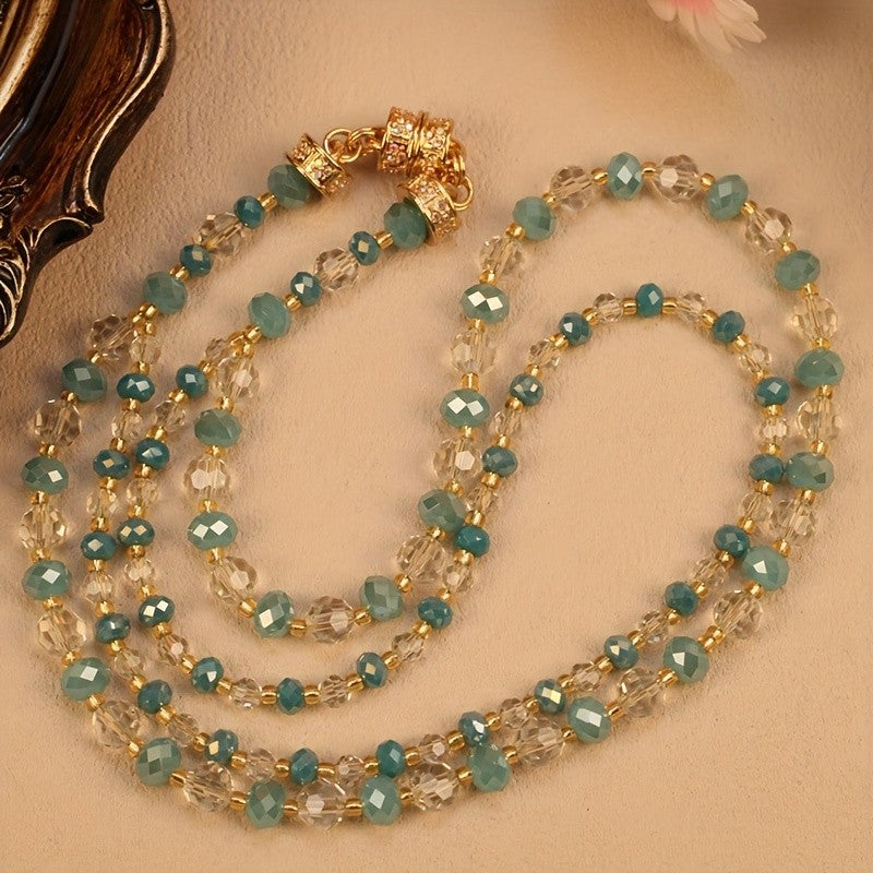 Teal Glass Bead Necklace
