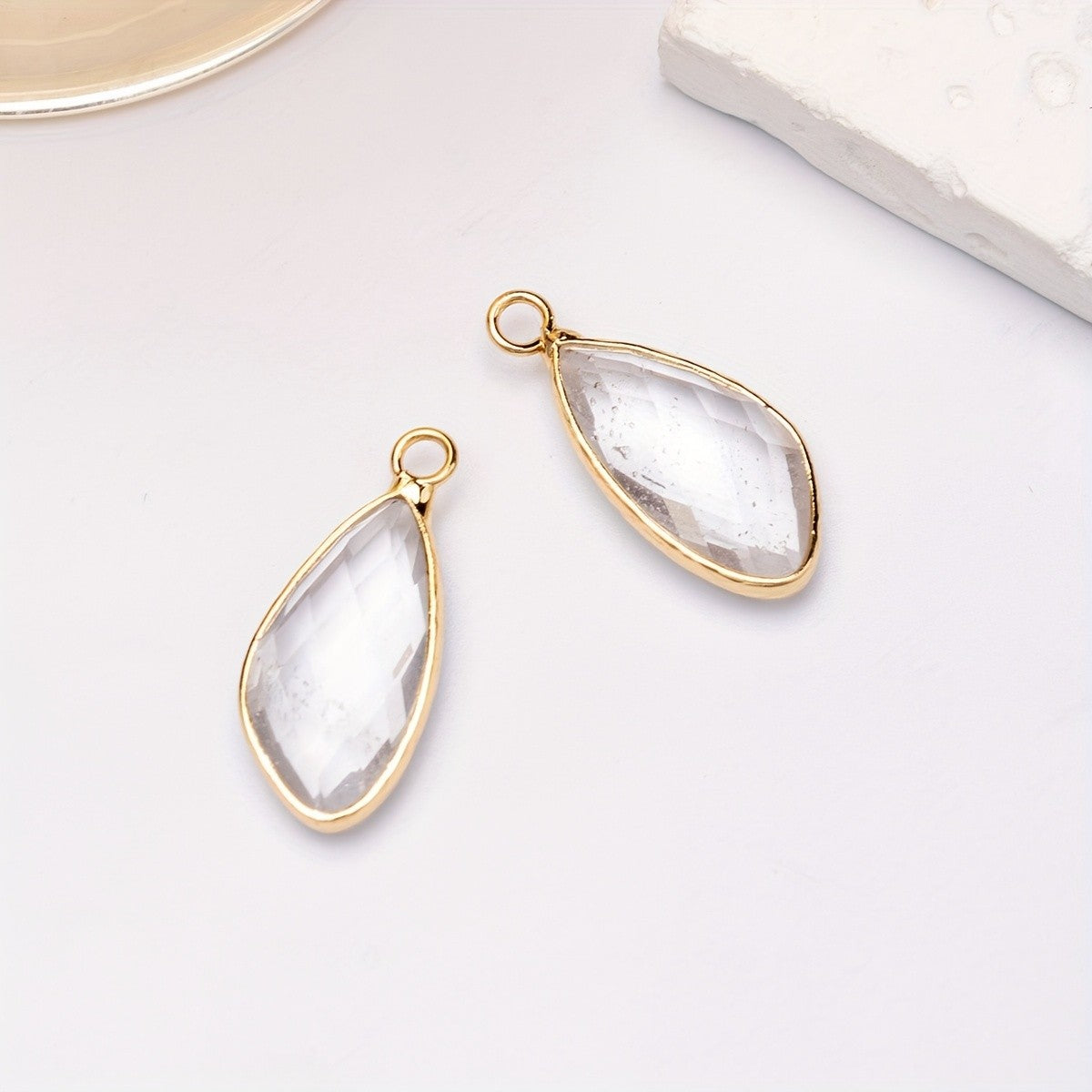 Clear Quartz Faceted Teardrop Pendant Set