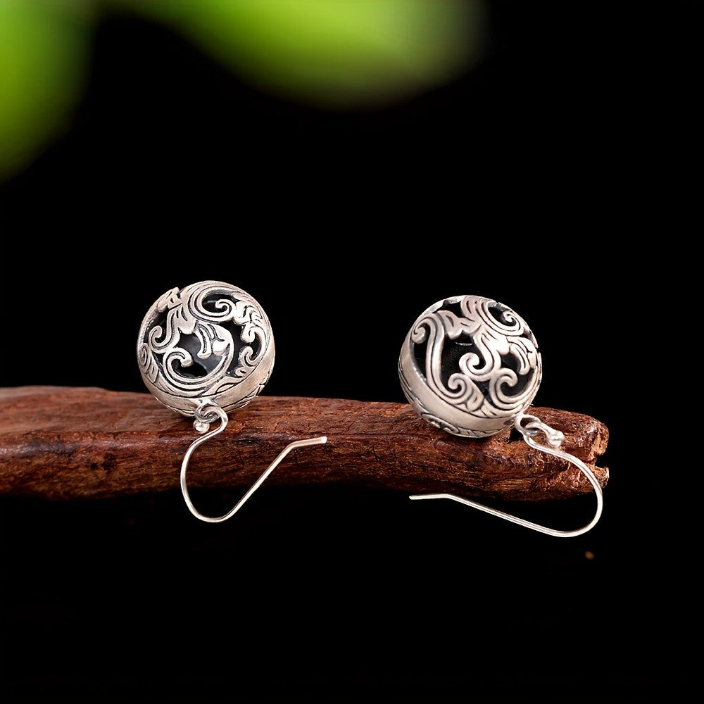 Ornate Scrollwork Sphere Earrings