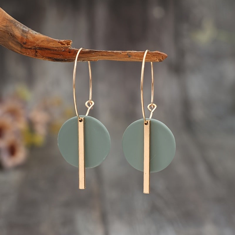 Matte Circle Bar Drop Earrings