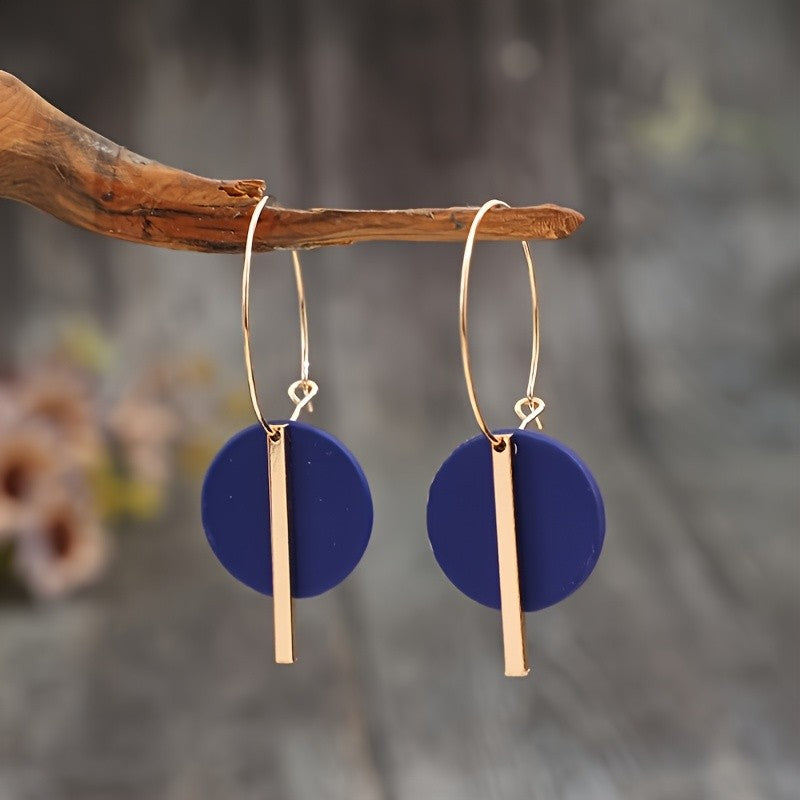 Matte Circle Bar Drop Earrings