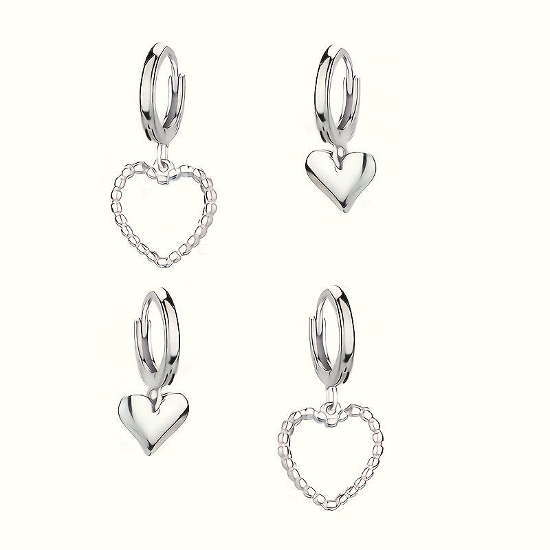 Twisted & Solid Heart Hoop Earring Set