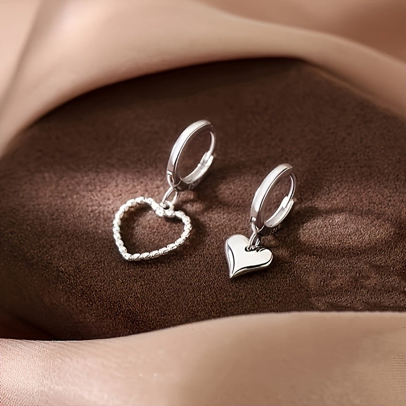 Twisted & Solid Heart Hoop Earring Set