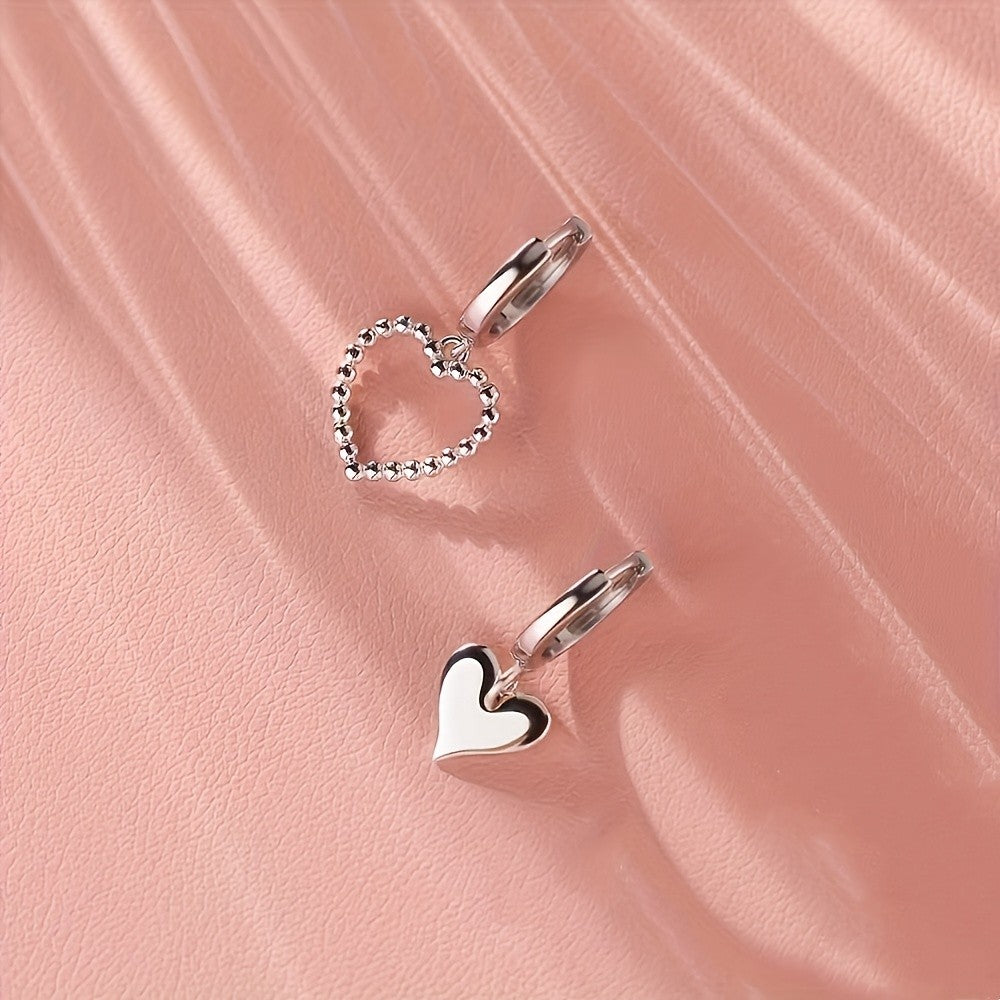 Twisted & Solid Heart Hoop Earring Set
