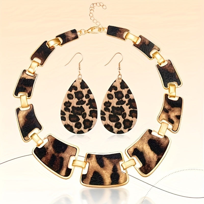Leopard Print Link Jewelry Set