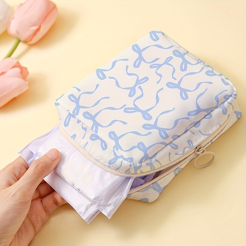 Blue Bow Pattern Pouch