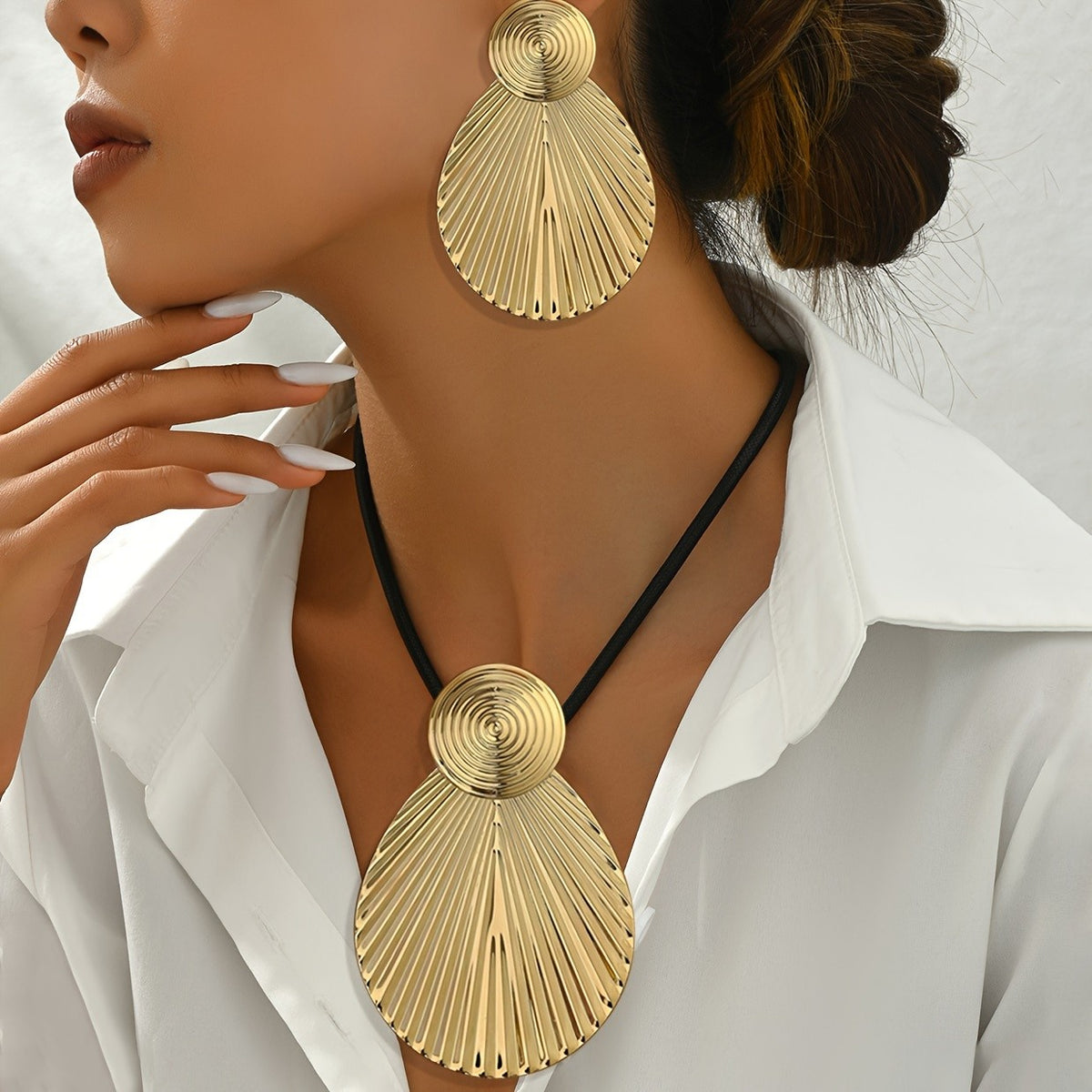 Silver Fan Spiral Jewelry Set