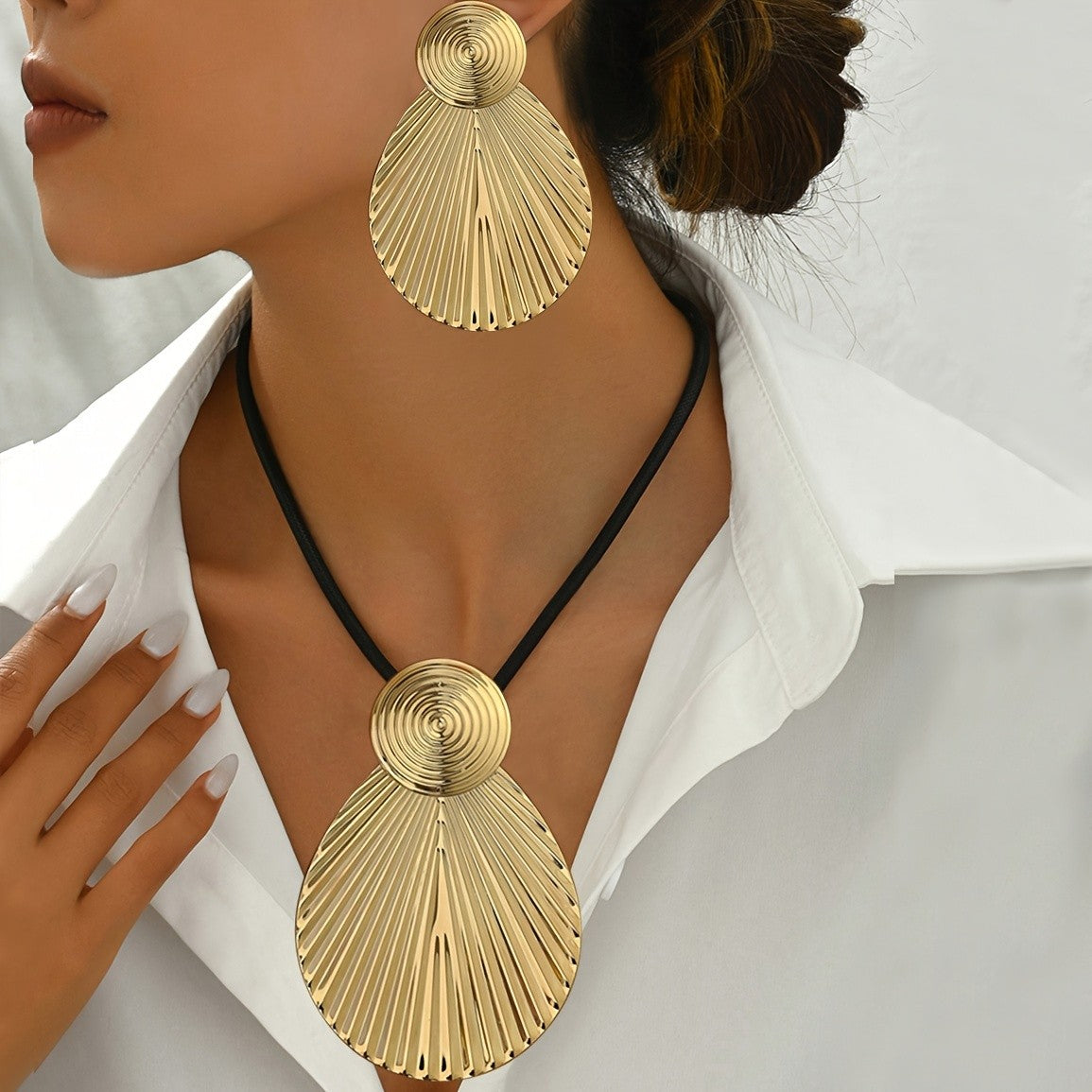 Silver Fan Spiral Jewelry Set