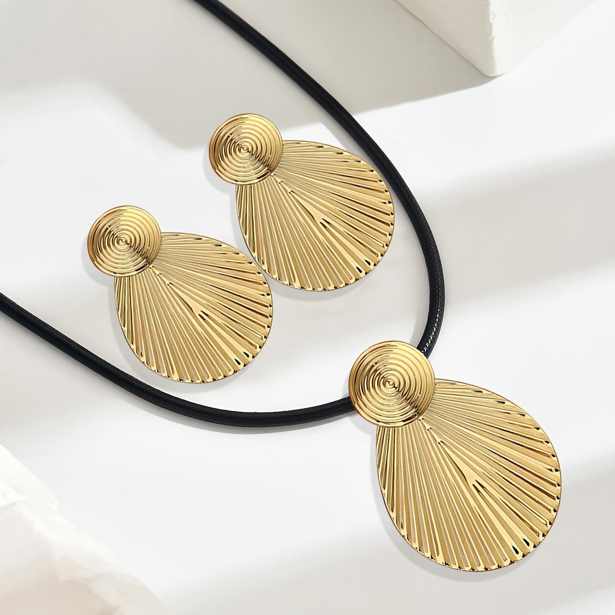 Silver Fan Spiral Jewelry Set