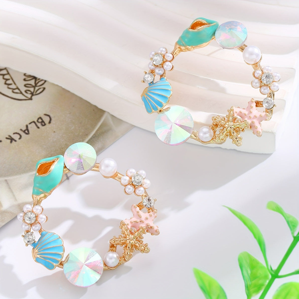 Ocean Shell & Pearl Hoop Earrings