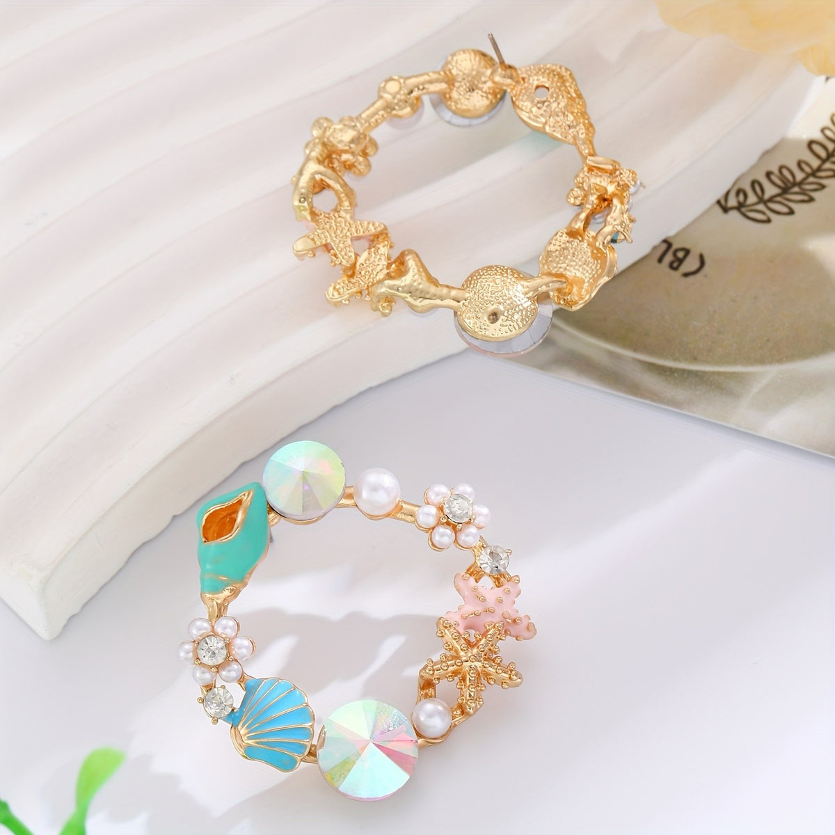 Ocean Shell & Pearl Hoop Earrings