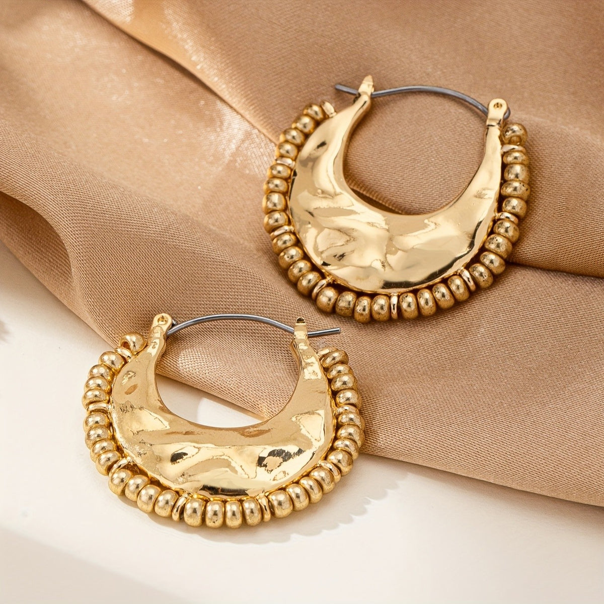Gold-Tone Moon Hoop Earrings