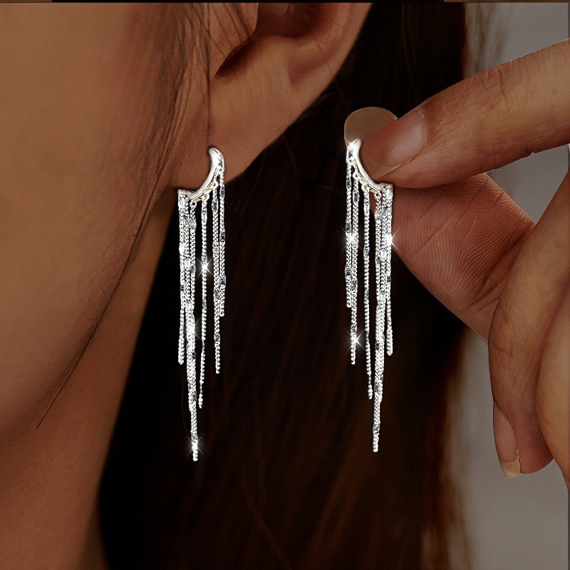 Silver Tassel Drop Earrings