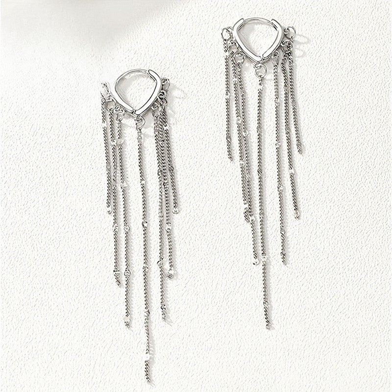 Silver Tassel Drop Earrings
