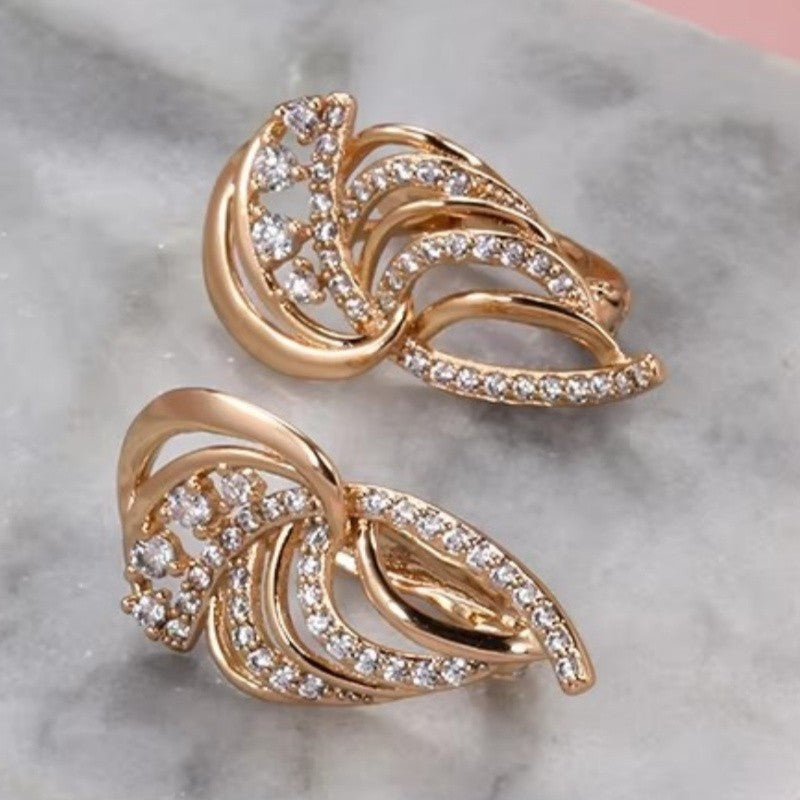 Crystal Woven Leaf Earrings